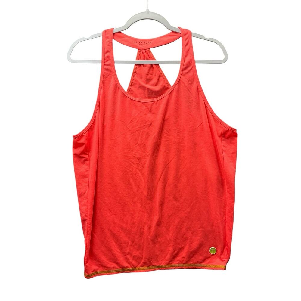 TRINA TURK Sleeveless Scalloped Neck Racerback Tank Top Size Medium Orange